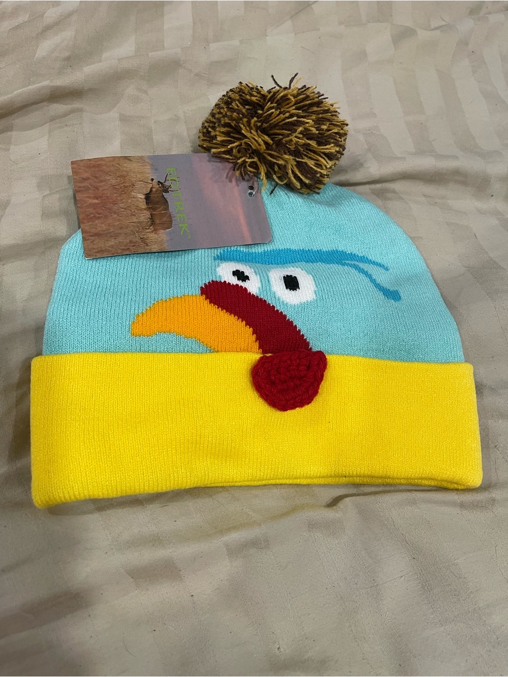 Edtrek Kids Turkey Beanie Hat - Yellow & Light Blue